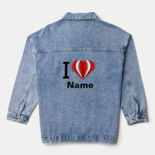 "I Love [Your Name]" Heart  Denim Jacket