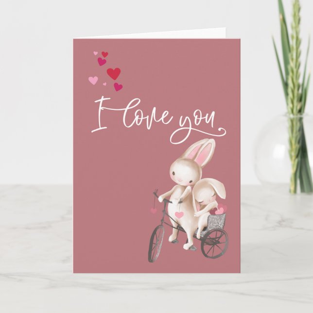 I Love Your Snuggle Bunny Valentine's Day Card (Front)