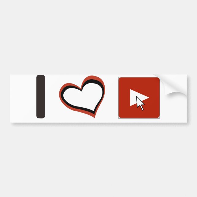 I LOVE YOUTUBE SYMBOLS BUMPER STICKER (Front)