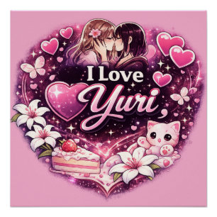 I Love Yuri Kawaii Girls’ Love Anime Aesthetic Poster