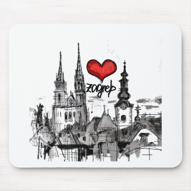 i love Zagreb Mouse Mat (Front)