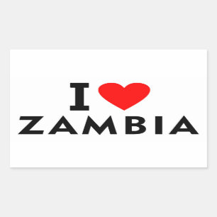 I love zambia country like heart travel tourism rectangular sticker