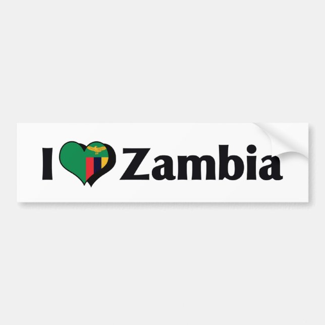 I Love Zambia Flag Bumper Sticker (Front)