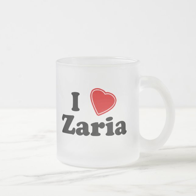 I Love Zaria Frosted Glass Coffee Mug (Right)