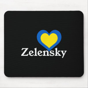 I Love Zelensky Ukraine President Volodymyr Heart Mouse Mat