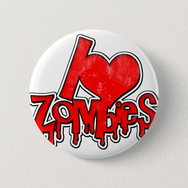 I Love Zombies 6 Cm Round Badge (Front)