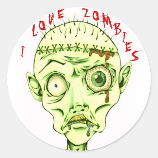 I love zombies classic round sticker