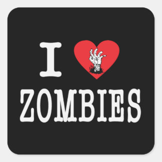 I Love Zombies Square Sticker
