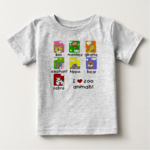 I Love Zoo Animals Baby Football Bodysuit