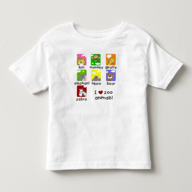 I Love Zoo Animals Toddler Ruffle Tee (Front)