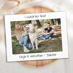 I Loved Her First - Cute Simple Modern Dog Wedding Announcement Postcard