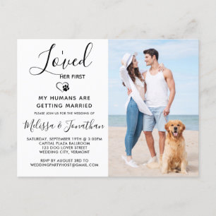 I Loved Her First Modern Pet Photo Dog Wedding Invitation Postcard