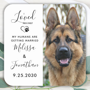 I Loved Her First Pet Dog Wedding Save The Date Square Sticker