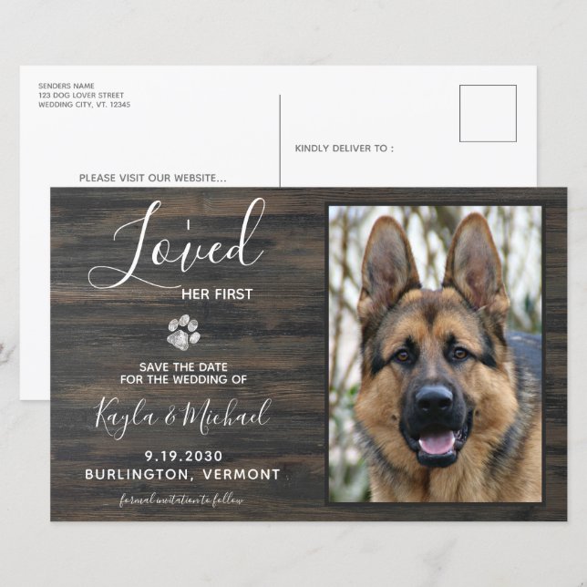 I Loved Her First Rustic Pet Photo Dog Wedding (Front/Back)