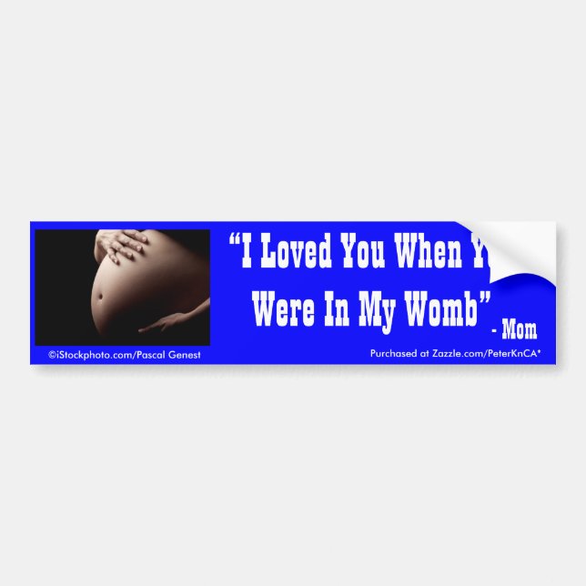 I Loved You When Your Were In My Womb Bumper Sticker (Front)