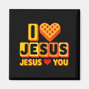 I Loves Jesus Waffle Heart Funny Christian Breakfa Magnet