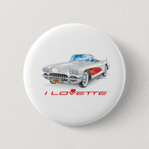 I LOVETTE UNIQUE CAR DESIGN 6 CM ROUND BADGE