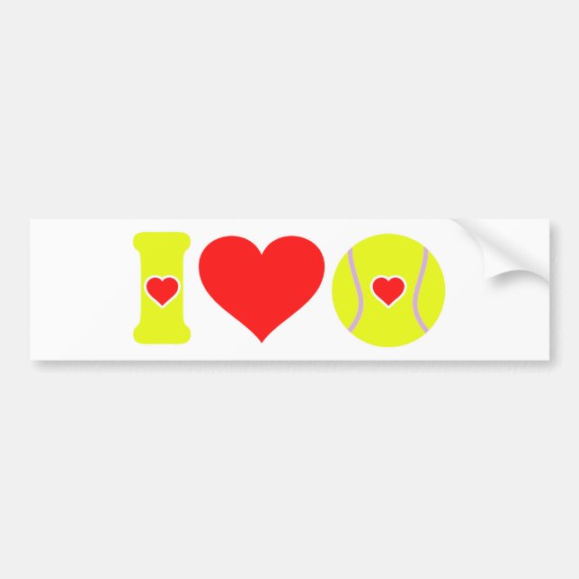 I lovw tennis  bumper sticker (Front)