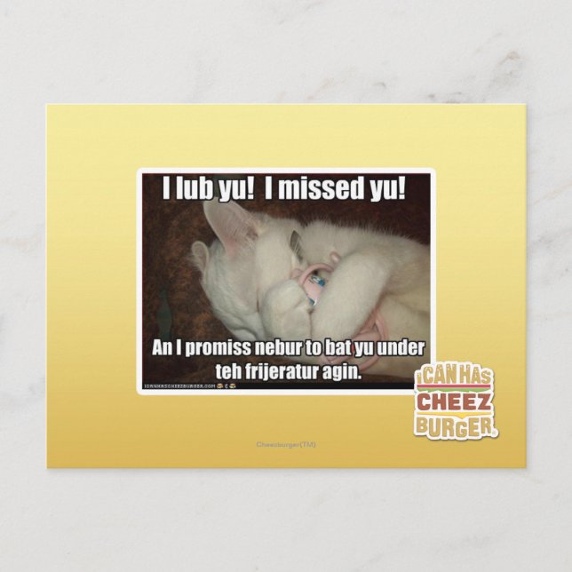 I lub Yu! I missed  yu! Postcard (Front)