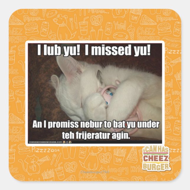 I lub Yu! I missed  yu! Square Sticker (Front)