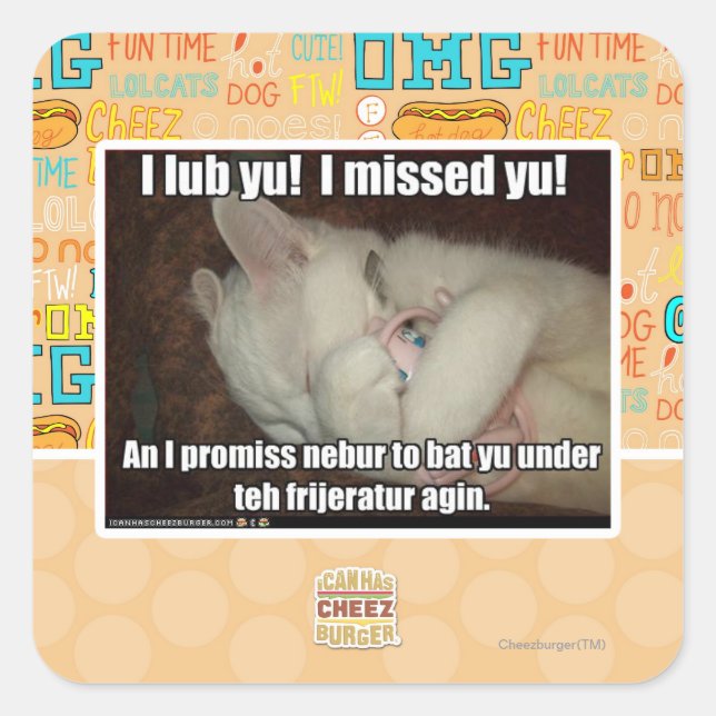 I lub Yu! I missed  yu! Square Sticker (Front)