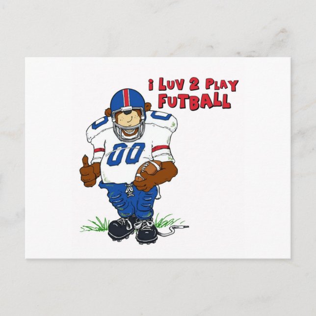 I Luv 2 Play Futball Bear Postcard (Front)