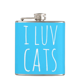 I Luv Cats Hip Flask