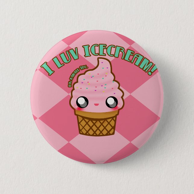 I luv Icecream! 6 Cm Round Badge (Front)