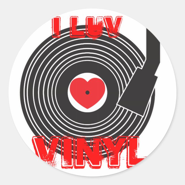 I Luv Vinyl Classic Round Sticker (Front)