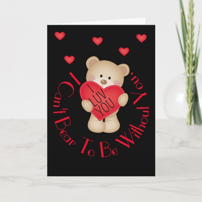 I Luv You Bear 5" X 7" Folded Greeting Card (Front)