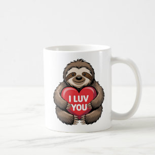 I LUV YOU, Funny Valentine’s Day Cute Sloth Coffee Mug