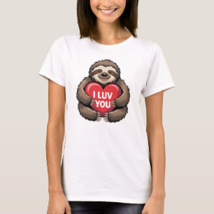 I LUV YOU Funny Valentine’s Day Cute Sloth T-Shirt
