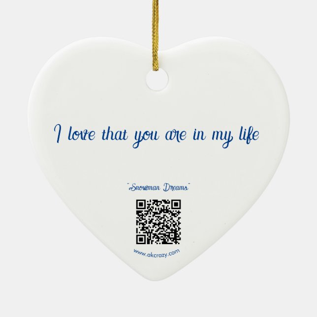 I LUV YOU generic _Snowman Dreams Ceramic  Tree Decoration (Back)