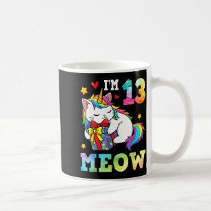 I’m 13 Years Old Meow Cat Unicorn 13th Birthday Ce Coffee Mug