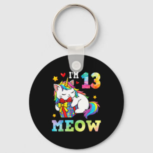 I’m 13 Years Old Meow Cat Unicorn 13th Birthday Ce Key Ring