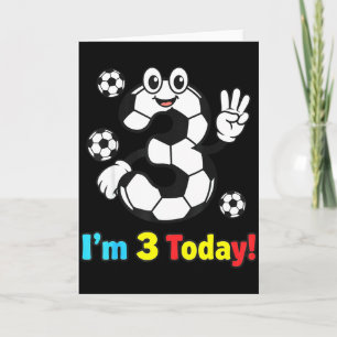 I’m 3 Today Cute Soccer Cartoon 3rd Birthday Kids Card