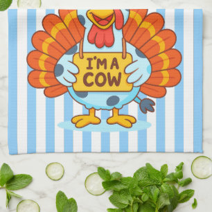 I’m a Cow Turkey Funny Thanksgiving Disguise Tea Towel