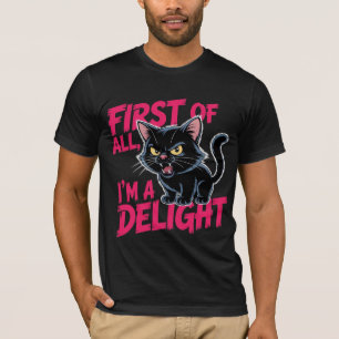 I’m A Delight Black Cat Art Sassy Grumpy Kitten T-Shirt