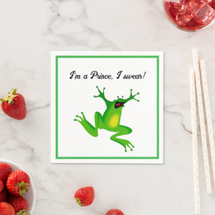 I’m a Fairy Tale Prince Funny Green Frog Cartoon Napkin