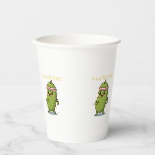 I’m a Fit-Dill! Funny Fitness Pickle Pun Design Paper Cups