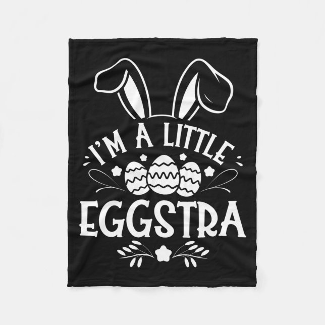 I M A Little Eggstra Funny Rabbit Easter Bunny Bab Fleece Blanket (Front)