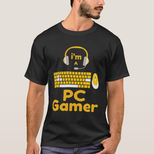 I m a PC Gamer Computer Games Keyboard Mouse Video T-Shirt (Front)