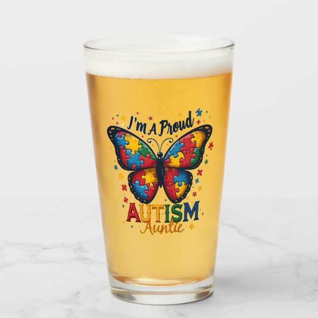 I’m a Proud Autism Auntie Autism Awareness  Glass (Front Filled)