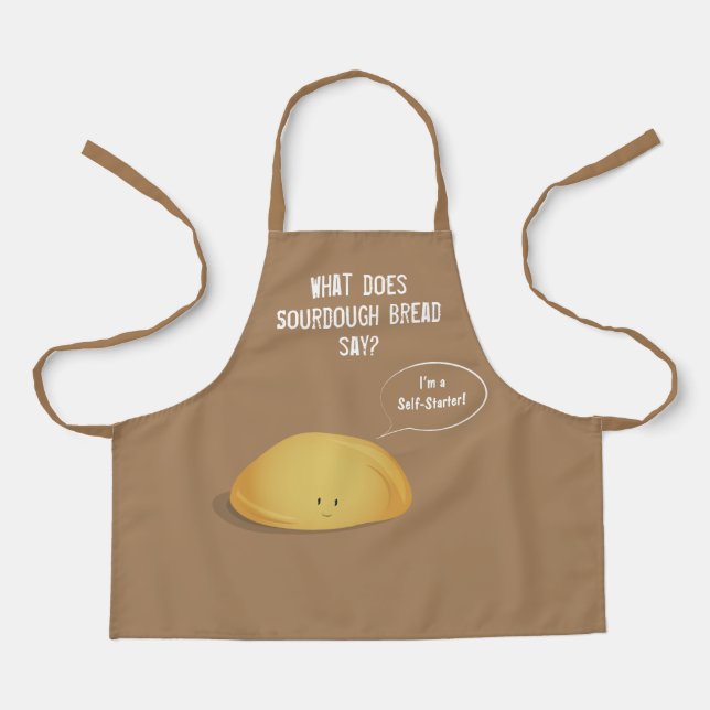 I’m a Self-Starter Sourdough Bread Brown White Apron (Front)
