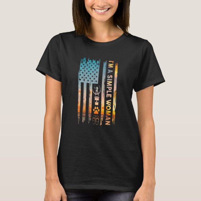 I M A Simple Woman Archery American Flag Dog Cat P T-Shirt (Front)