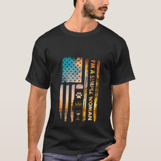 I m A Simple Woman Camping Wine Flip Flops Dog Cam T-Shirt