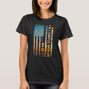 I M A Simple Woman Softball American Flag Dog Cat T-Shirt