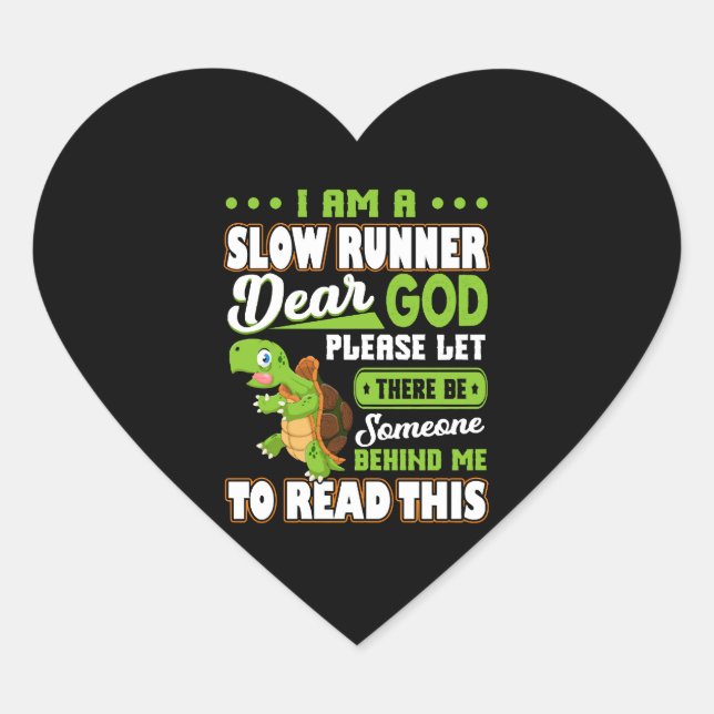 I m A Slow Runner Turtle Funny Marathon Running Heart Sticker (Front)