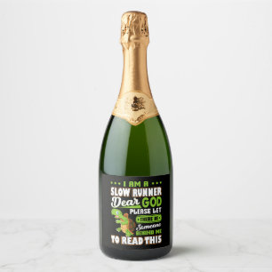 I m A Slow Runner Turtle Funny Marathon Running Sparkling Wine Label