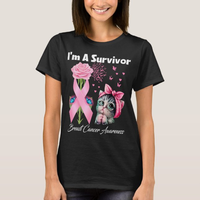I’m A Survivor Breast Cancer Awareness Butterfly  T-Shirt (Front)